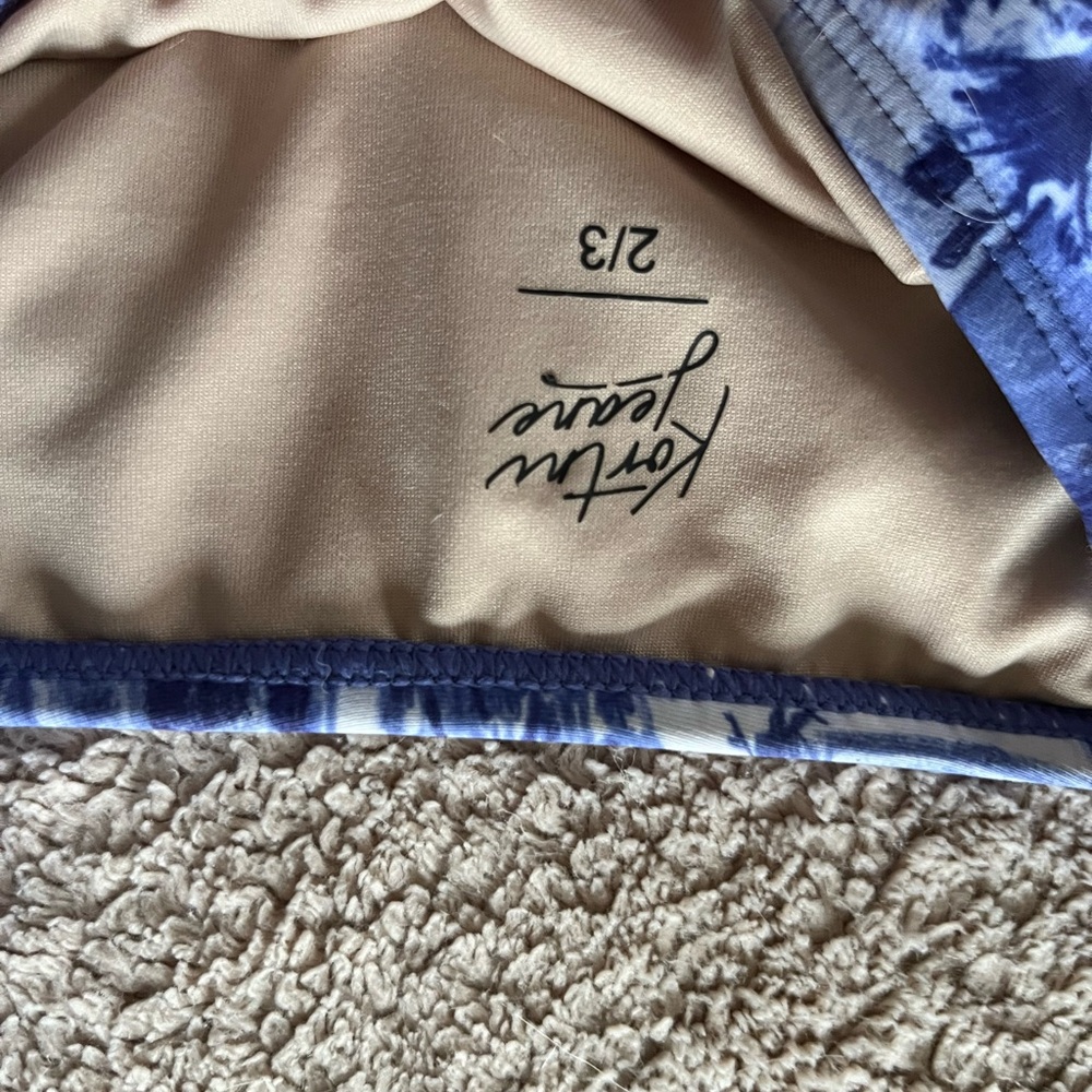Kortni Jeane Blue and White Bikini Tops and bottoms
